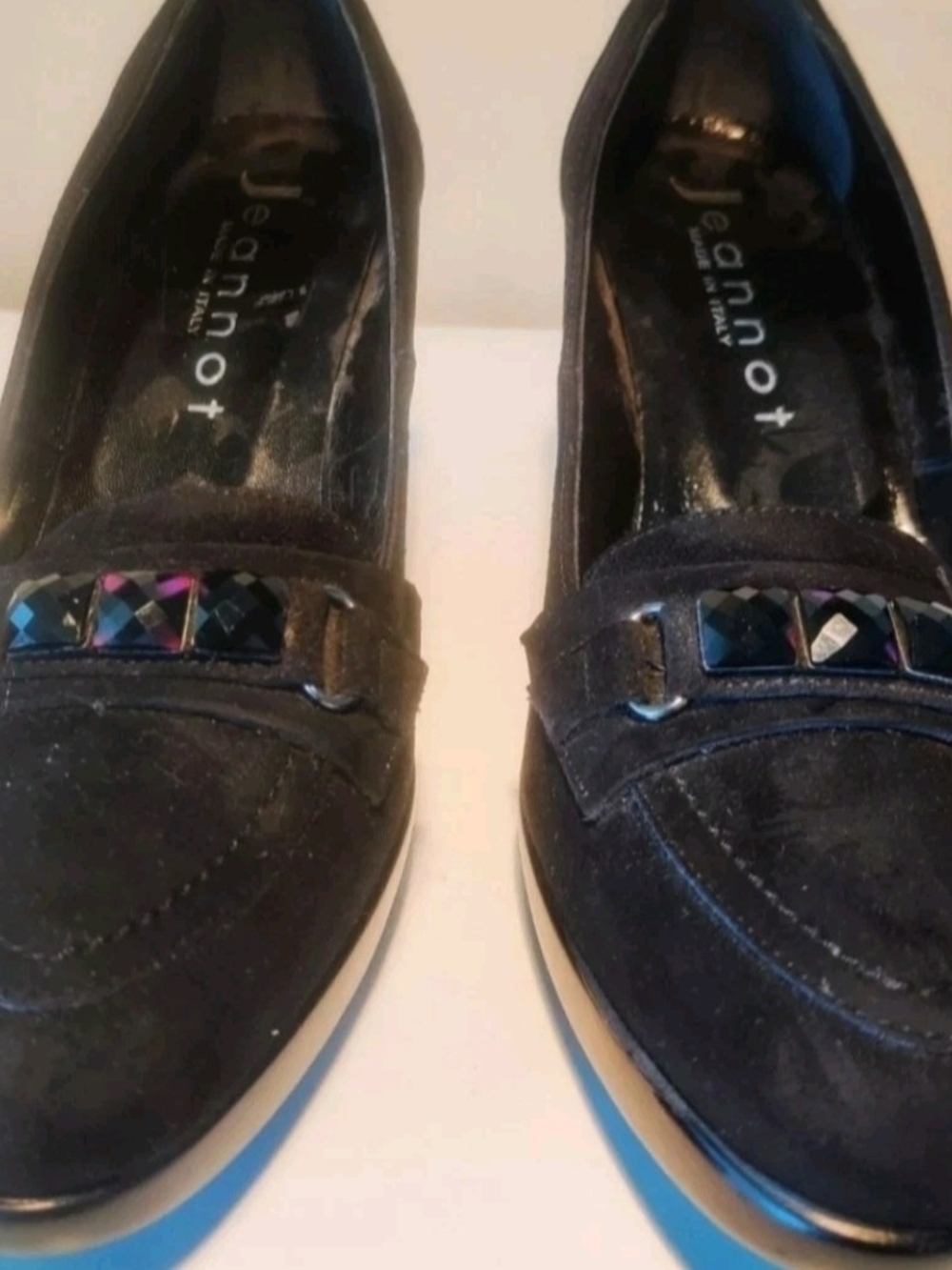 Jeannot Women's Heels Wedge Black Suede 39/9US Made in ITALY NEW